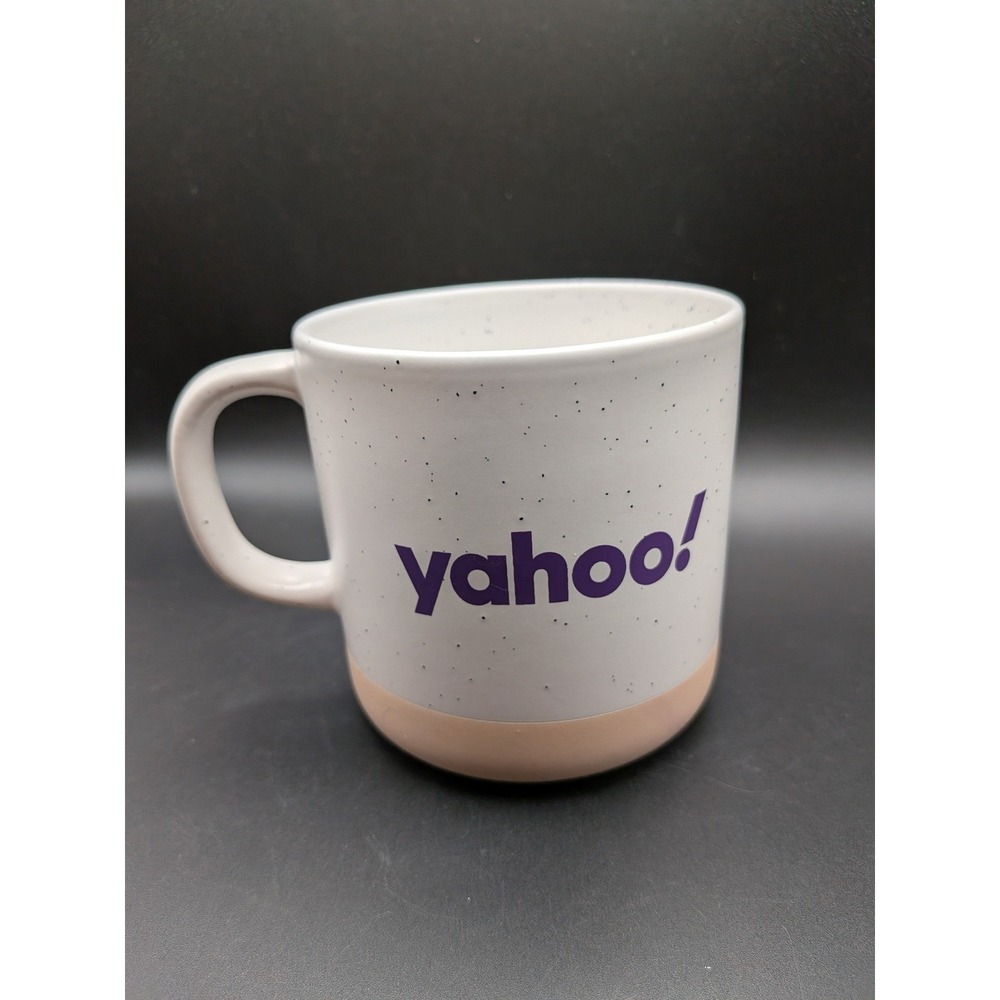 Yahoo Ceramic Speckled Mug Purple Logo Coffee Tea Cup